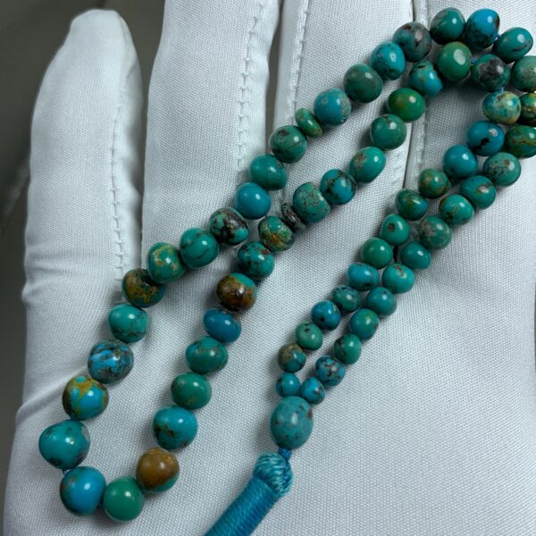 Natural Dendritic Green Turquoise ( شجری فیروزے) Prayer Beads - Image 2